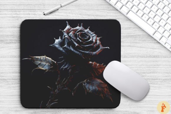 Black Rose and Thorns Mouse Pad Design