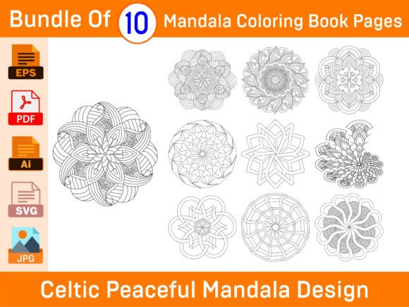 Bundle of 10 Celtic Peaceful Mandala