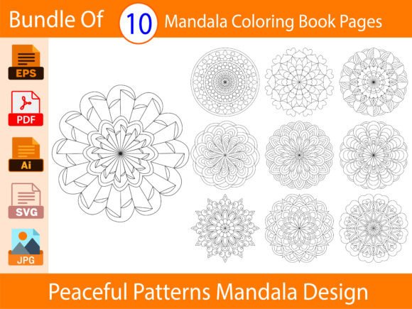 Bundle of 10 Peaceful Patterns Mandala