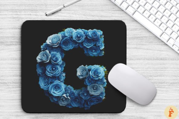 Charming Blue Flowers Letter G Mouse Pad
