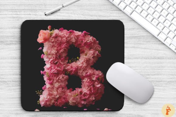 Charming Pink Flowers Letter B Mouse Pad