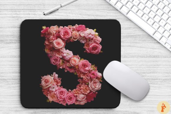 Charming Pink Flowers Letter S Mouse Pad