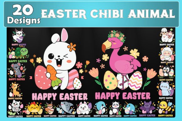 Chibi Easter Bundle SVG 20 Designs