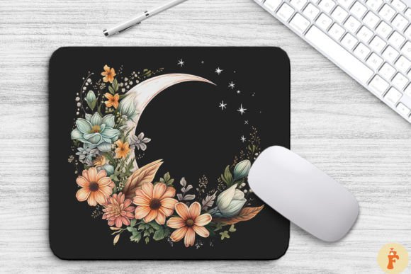 Crescent Moon with Classic Florals