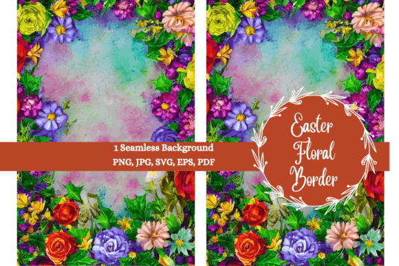 Easter Floral Border JPG 4000 Px