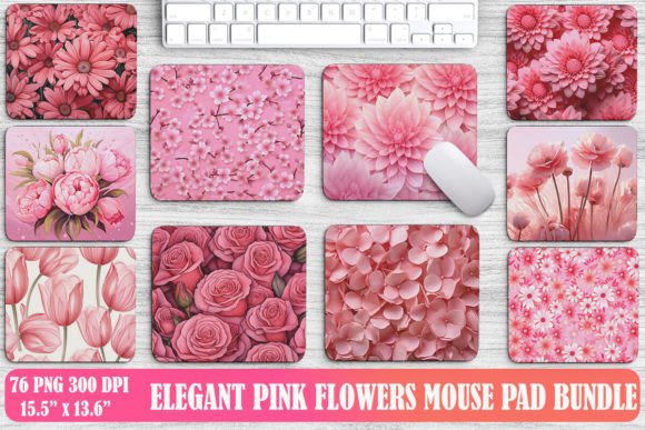 Elegant Pink Flowers Mouse Pad Design
