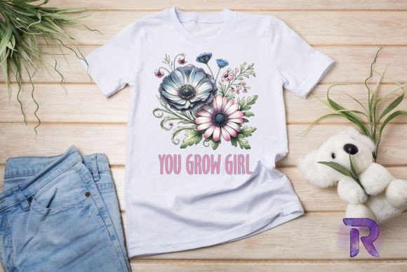 Grow Girl Floral PNG