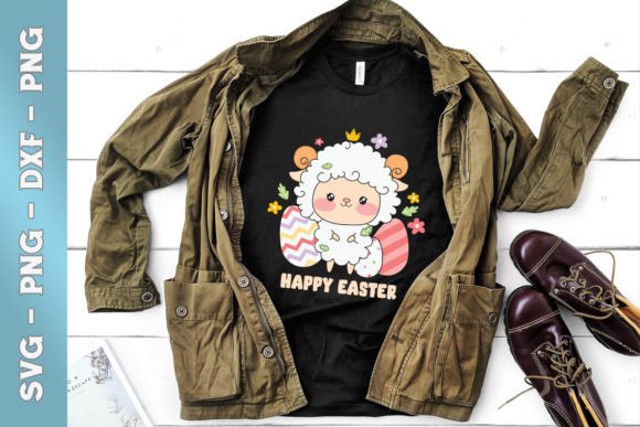 Happy Easter Chibi Sheep Egg Floral