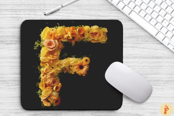 Lovely Yellow Flowers Letter F Mouse Pad