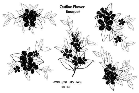 Outline Flower Bouquet