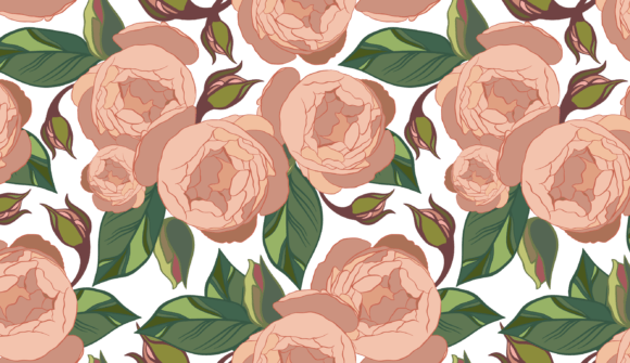 Peonies Seamless Pattern SVG