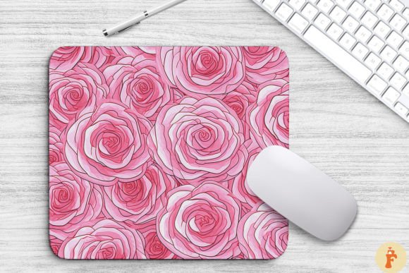 Pink Rose Pattern Art Mouse Pad Design