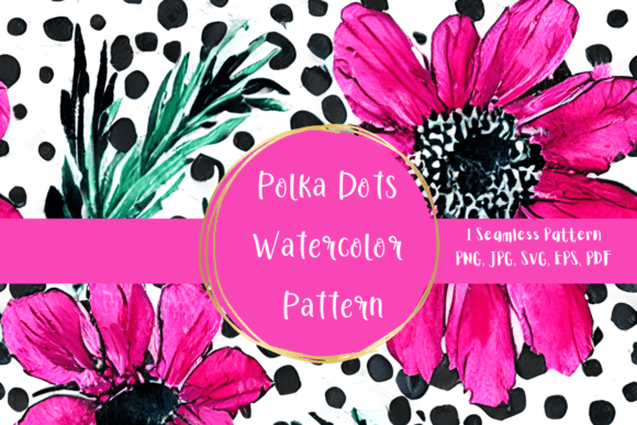 Polka Dots Floral Watercolor Pattern