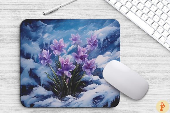 Purple Flowers Bloom in the Snow and Ice