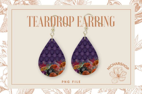 Rose Floral Diamond Pattern Teardrop2