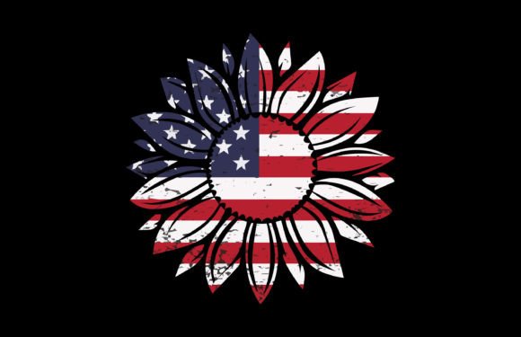 USA Flag in Sunflower Design