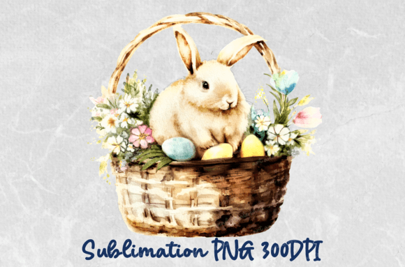 Watercolor Bunny Easter Floral Clipart