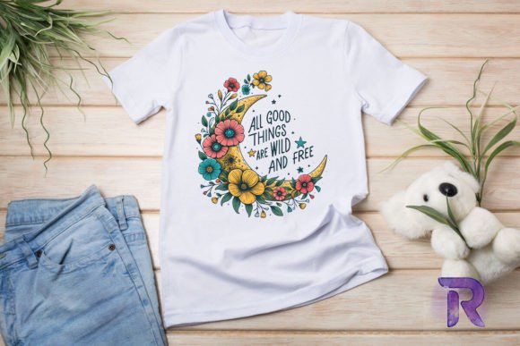 Wild Free Floral Moon PNG